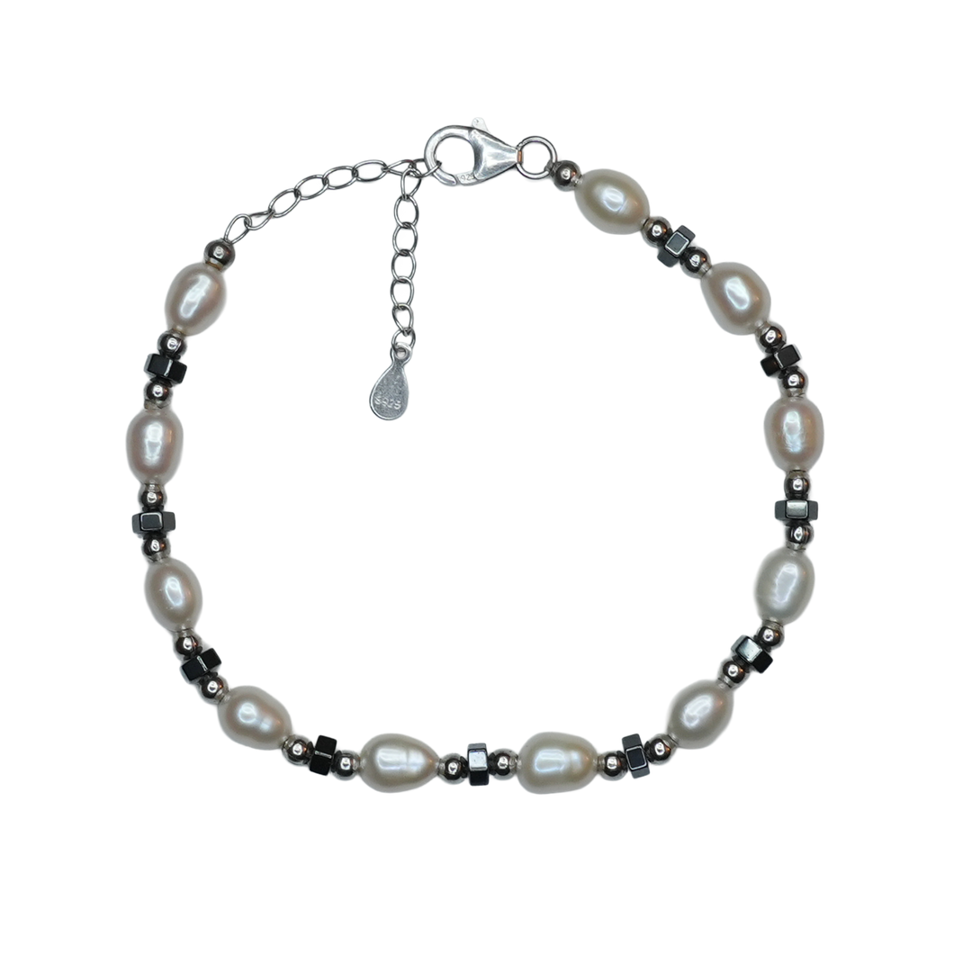 Perlenarmband Silber